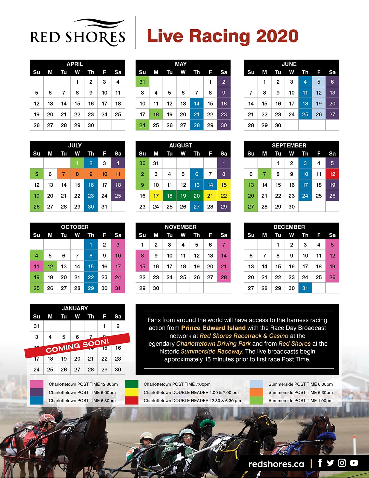 Race Calendar Red Shores Charlottetown + Summerside Harness