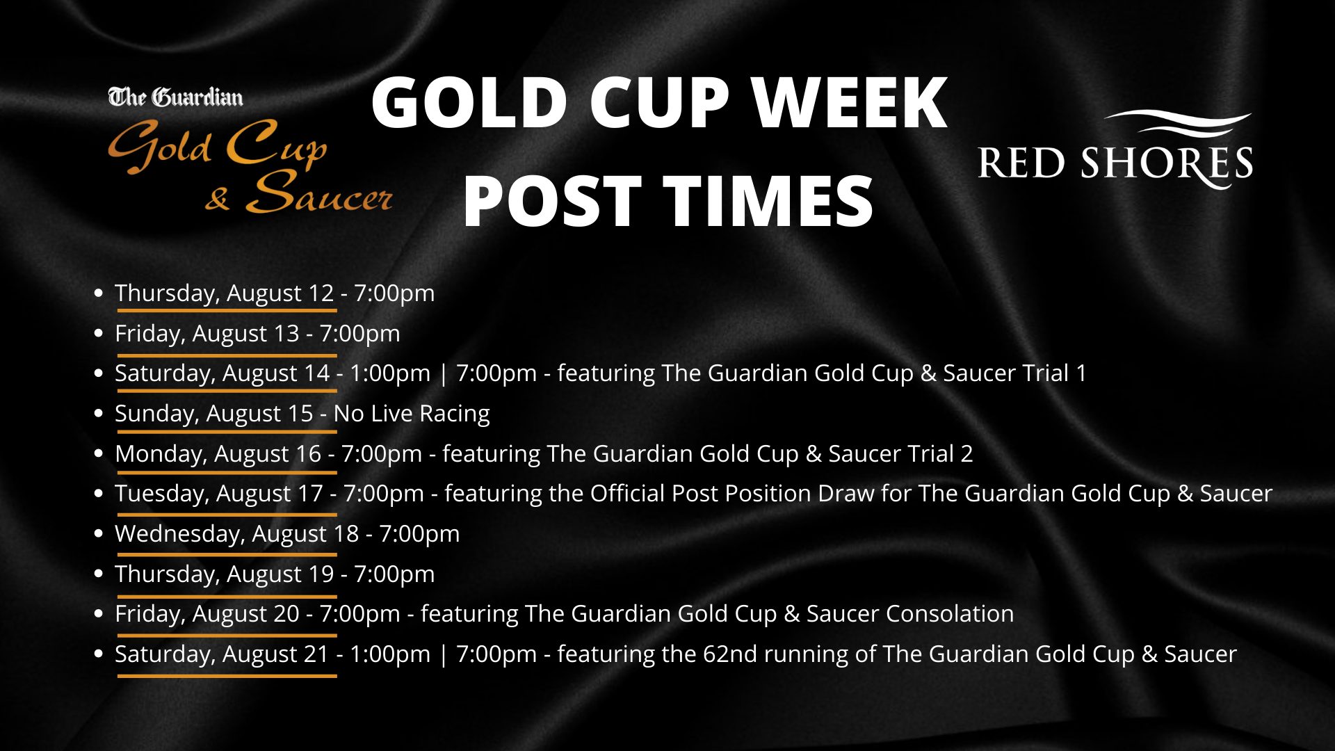 Gold Cup Week Post Times