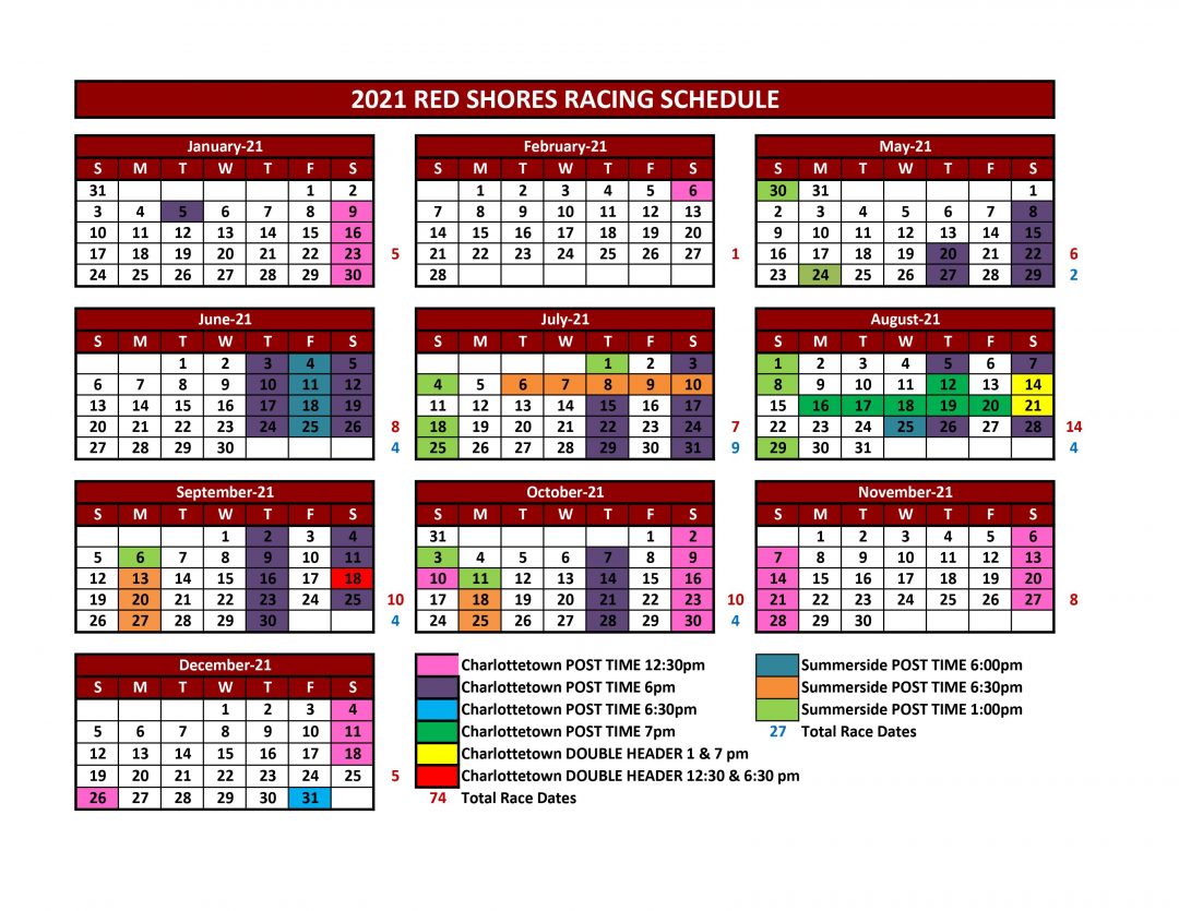 Race Calendar Red Shores Charlottetown + Summerside Harness