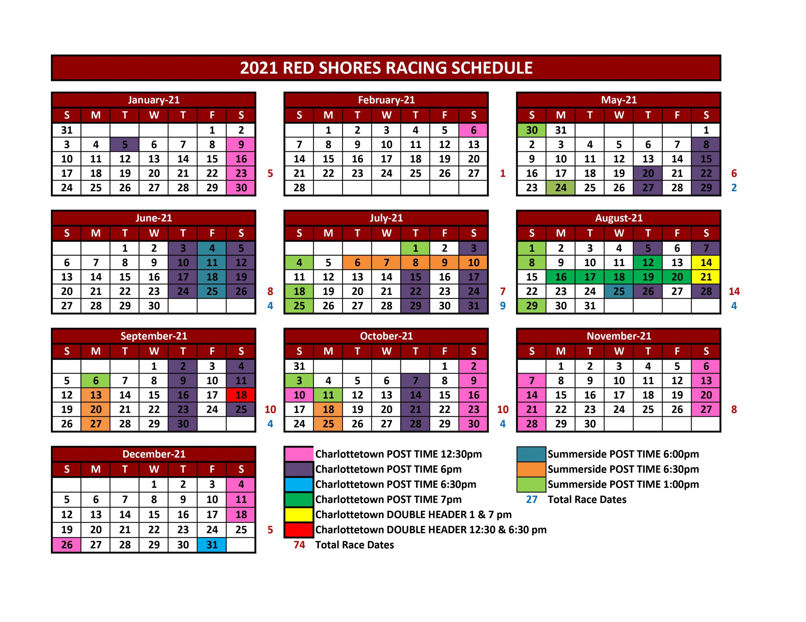 Race Calendar Red Shores Charlottetown + Summerside Harness