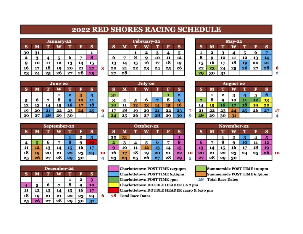 Race Calendar Red Shores Charlottetown   Summerside Harness