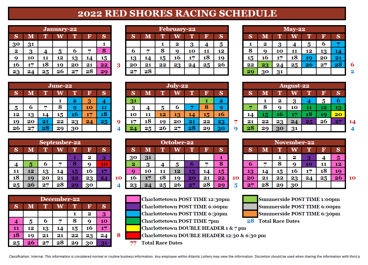 Red Shores Harness Racing Calendar 2022