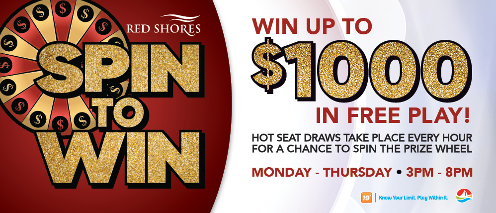 Red Shores Spin to Win promotional graphic